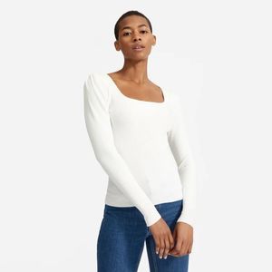 Everlane The Square neck Top White Long sleeve 0221